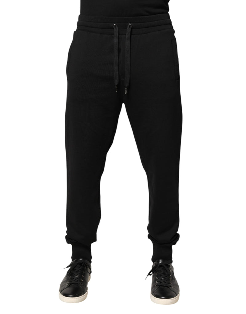 Pantalon de jogging Dolce &amp; Gabbana en coton noir, taille mi-haute