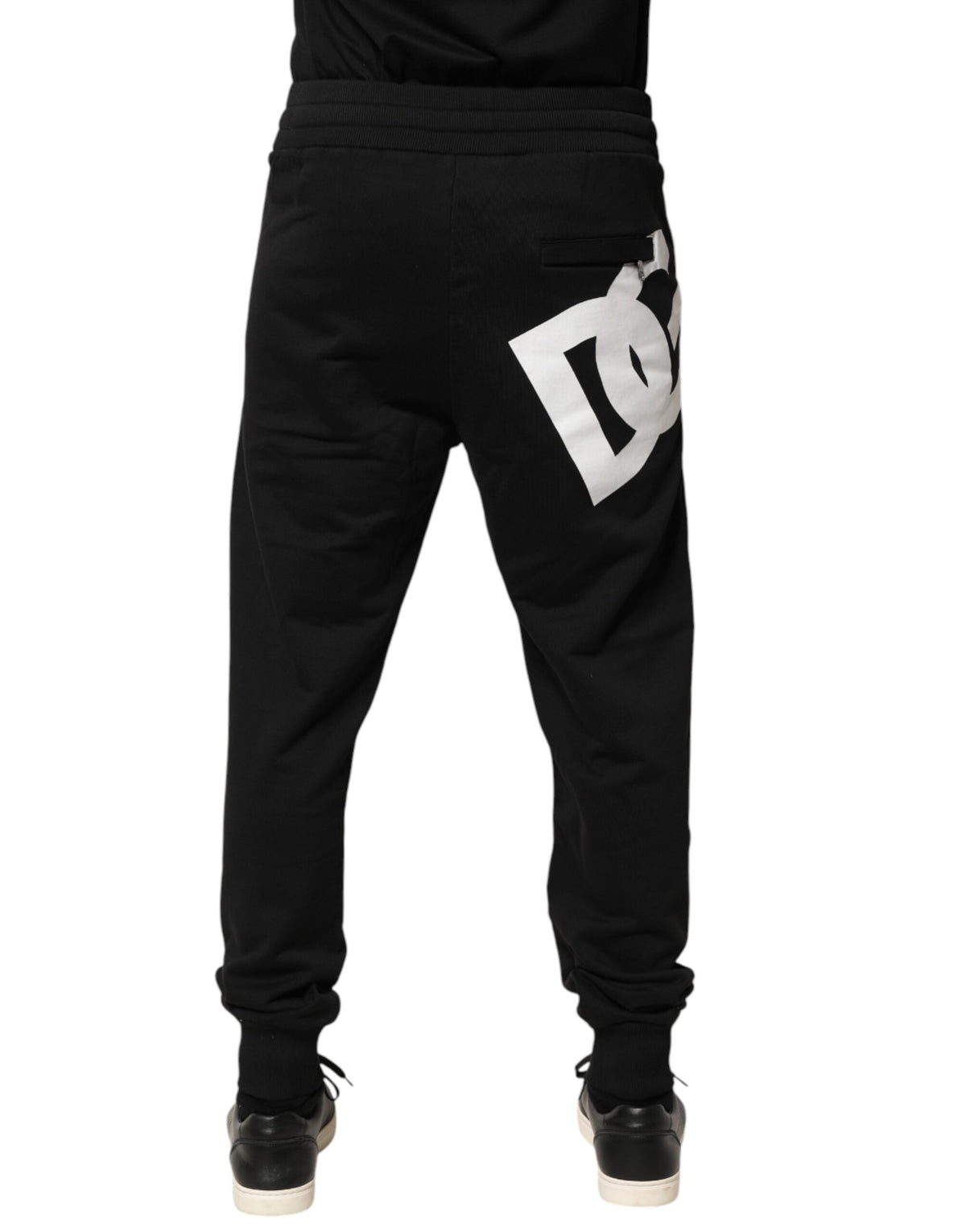 Pantalon de jogging Dolce &amp; Gabbana en coton noir, taille mi-haute