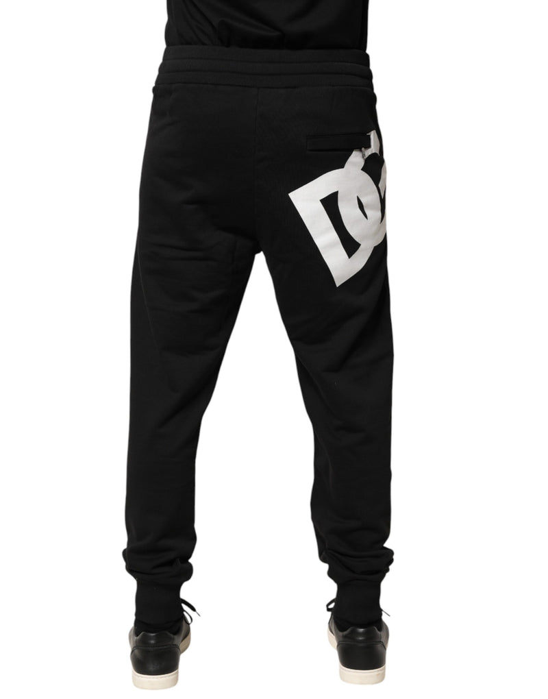 Pantalon de jogging Dolce &amp; Gabbana en coton noir, taille mi-haute