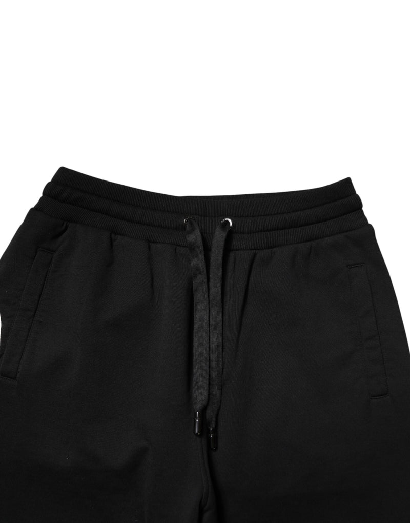 Pantalon de jogging Dolce &amp; Gabbana en coton noir, taille mi-haute