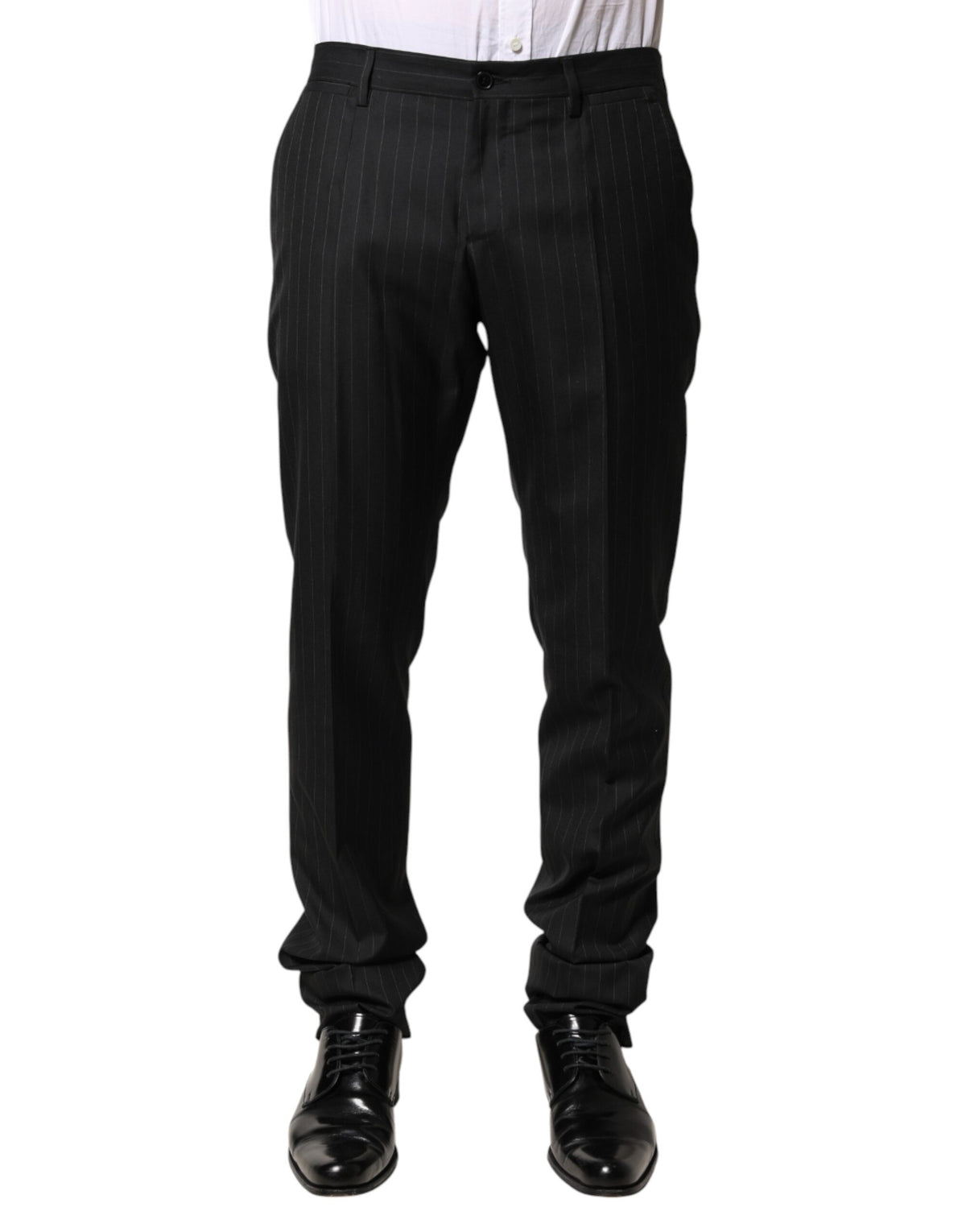 Pantalon habillé homme Dolce &amp; Gabbana à rayures noires en laine