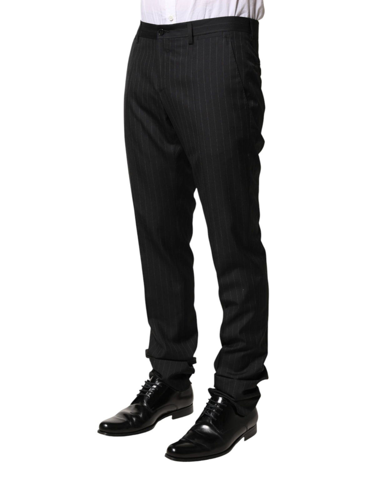Pantalon habillé homme Dolce &amp; Gabbana à rayures noires en laine