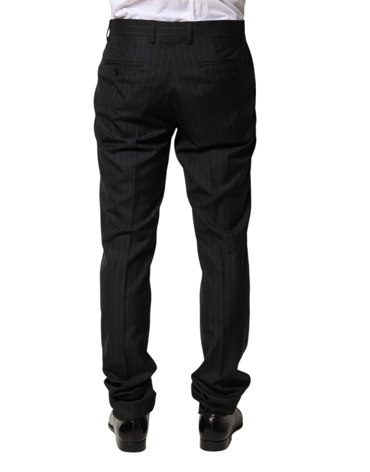 Pantalon habillé homme Dolce &amp; Gabbana à rayures noires en laine