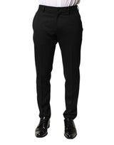 Pantalon habillé Dolce &amp; Gabbana en laine noire, taille mi-haute, pour homme.