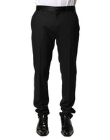 Pantalon habillé Dolce &amp; Gabbana en laine noire, taille mi-haute, pour homme.