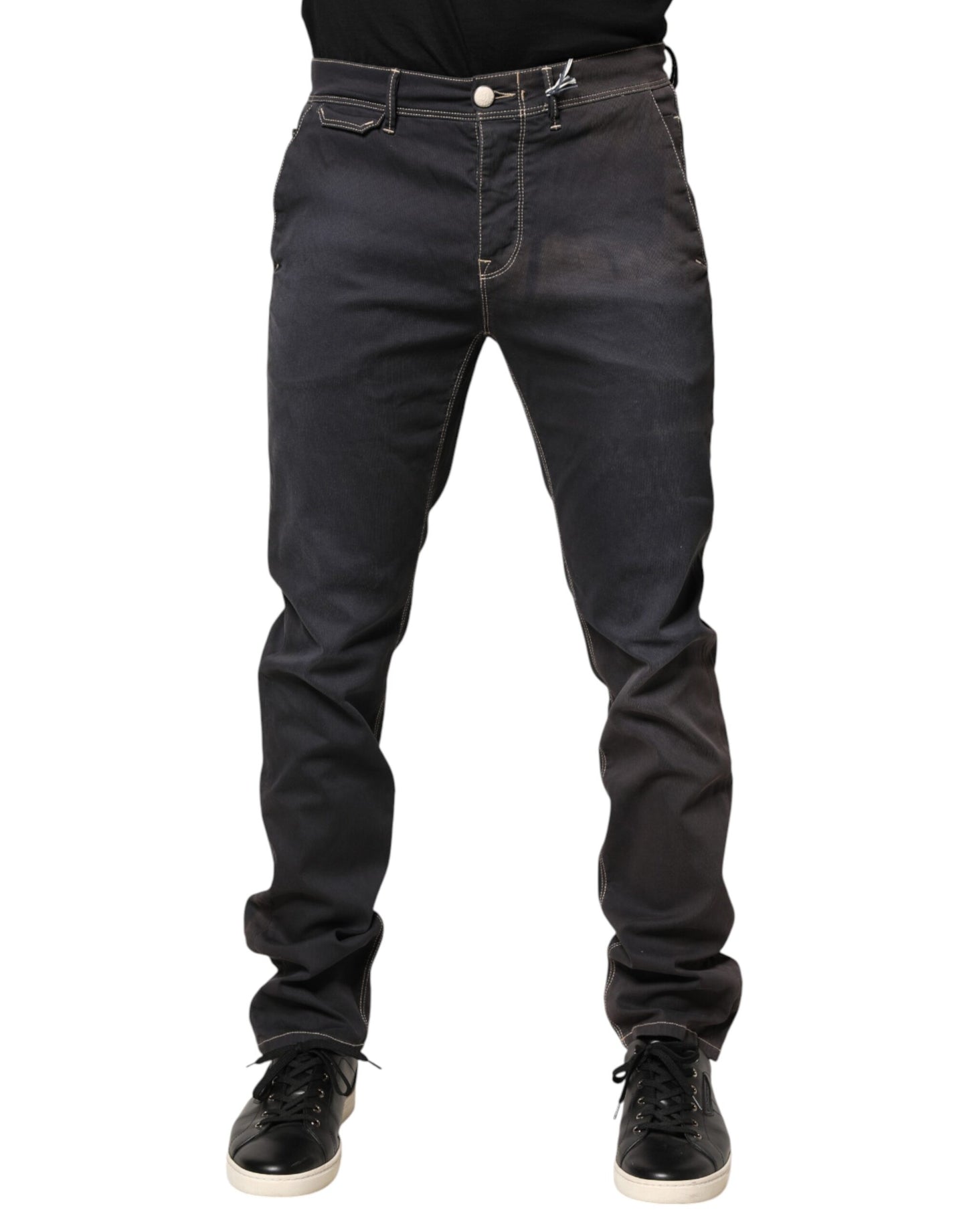 Jean skinny gris foncé Jeckerson pour homme, taille mi-haute