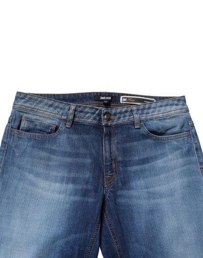 Jean skinny taille mi-haute délavé bleu Just Cavalli