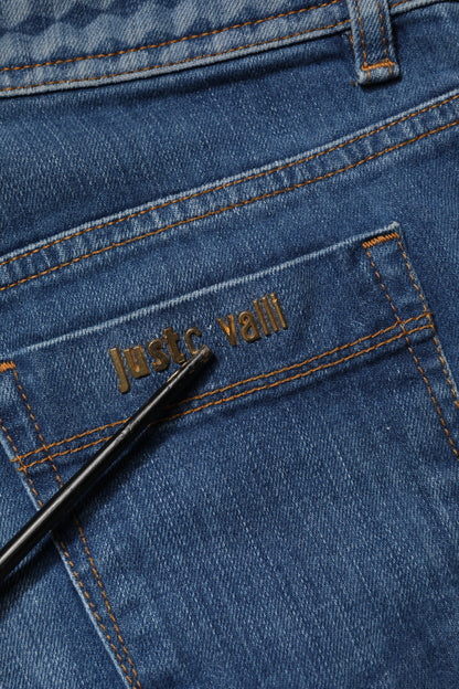 Jean skinny taille mi-haute délavé bleu Just Cavalli