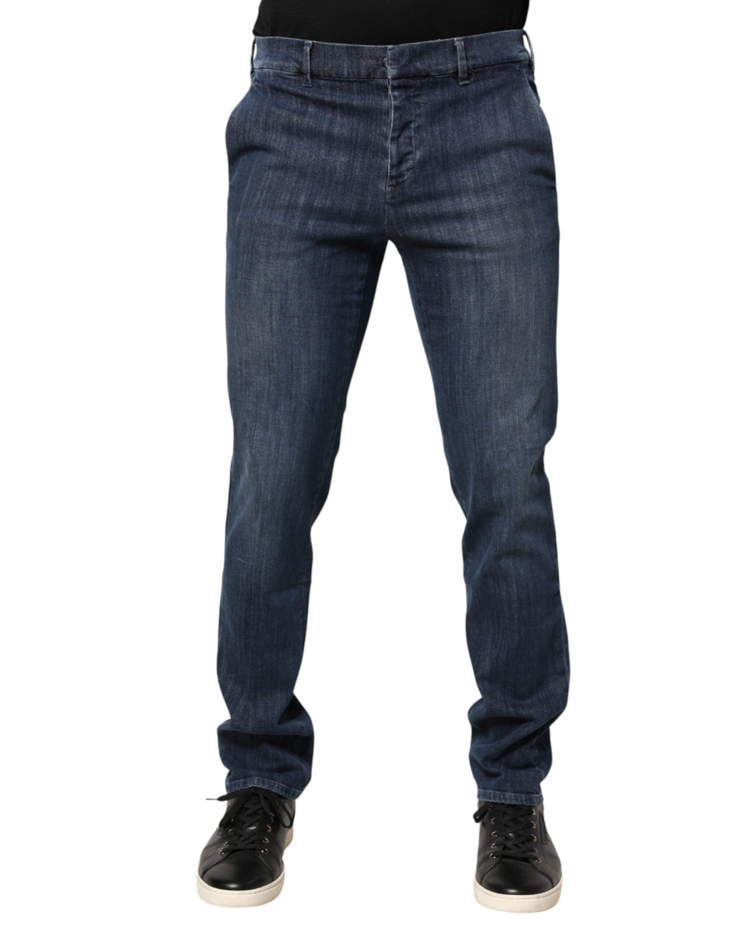 Pantalon en jean Prada bleu foncé, taille mi-haute, coupe skinny, pour homme