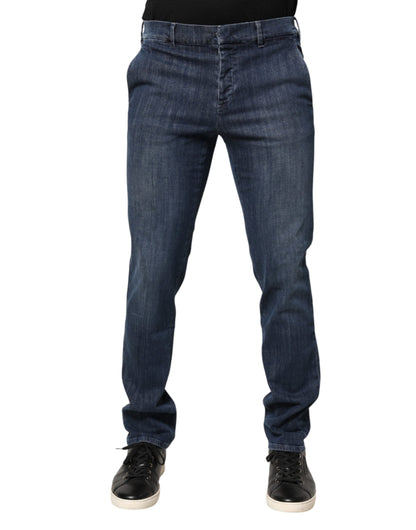 Pantalon en jean Prada bleu foncé, taille mi-haute, coupe skinny, pour homme