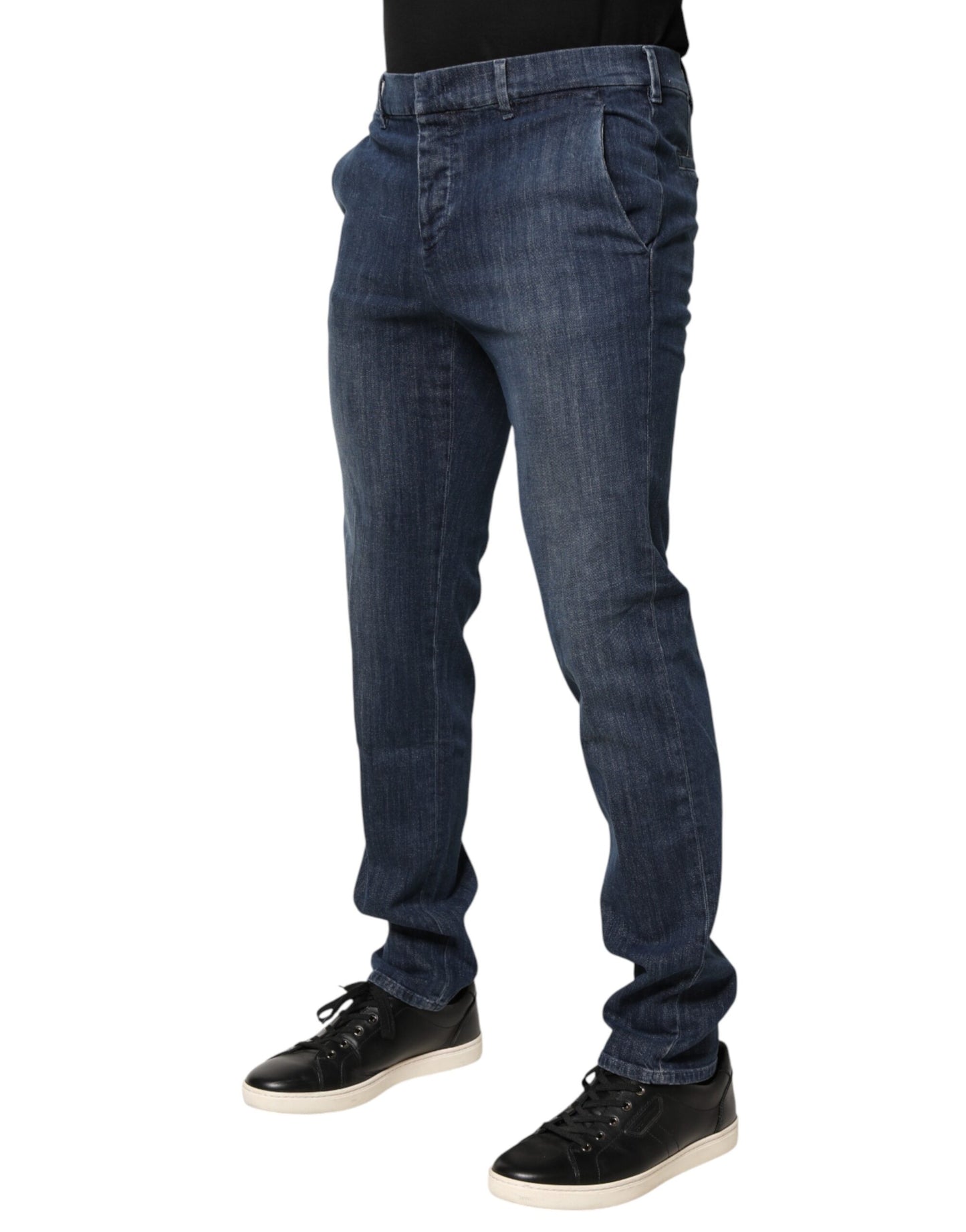 Pantalon en jean Prada bleu foncé, taille mi-haute, coupe skinny, pour homme