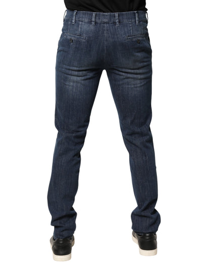 Pantalon en jean Prada bleu foncé, taille mi-haute, coupe skinny, pour homme