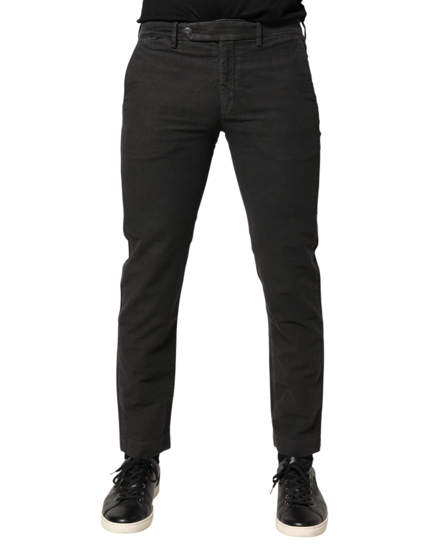 Maison Clochard Dark Gray Cotton Mid Waist Skinny Jeans for Men