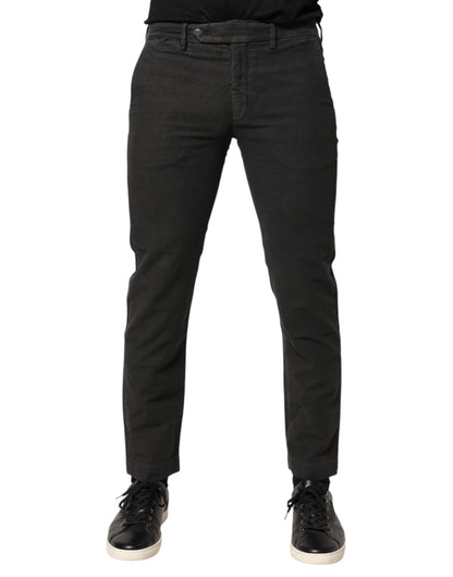 Maison Clochard Dark Gray Cotton Mid Waist Skinny Jeans for Men