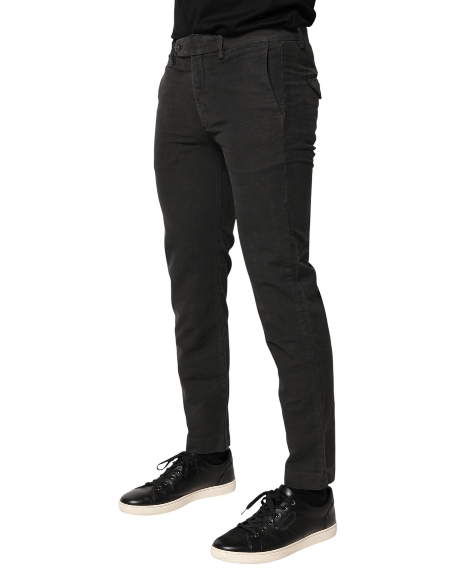 Maison Clochard Dark Gray Cotton Mid Waist Skinny Jeans for Men