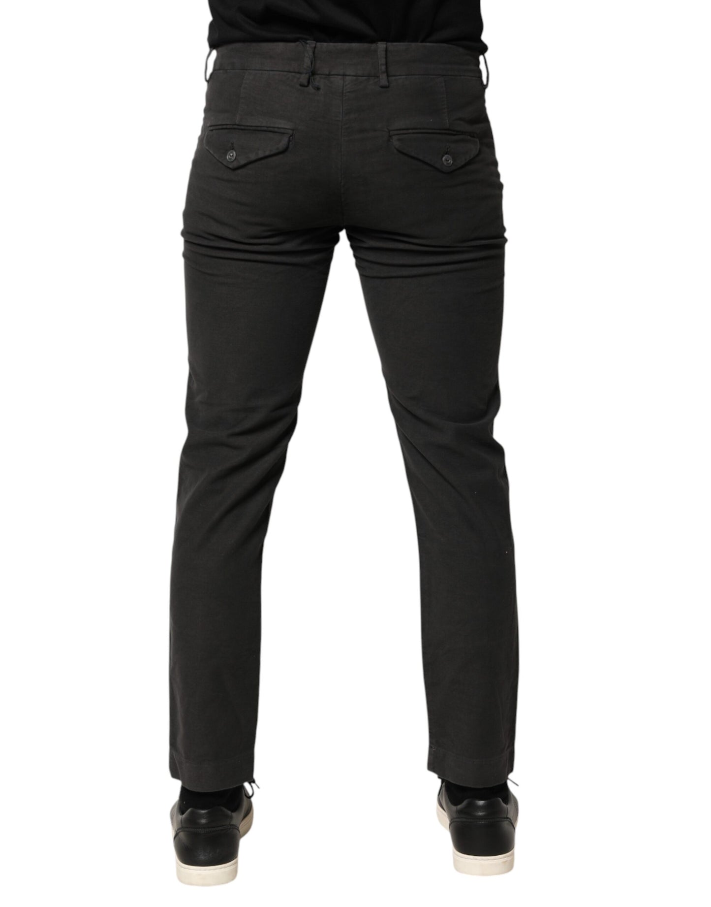 Maison Clochard Dark Gray Cotton Mid Waist Skinny Jeans for Men