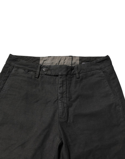 Maison Clochard Dark Gray Cotton Mid Waist Skinny Jeans for Men