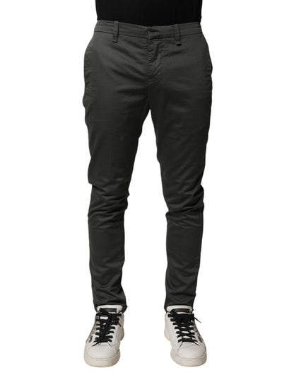 Dondup Dark Gray Cotton Mid Waist Skinny Chino Pants for Men