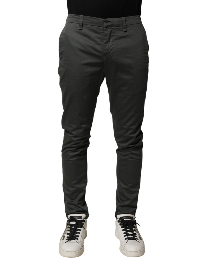 Dondup Dark Gray Cotton Mid Waist Skinny Chino Pants for Men