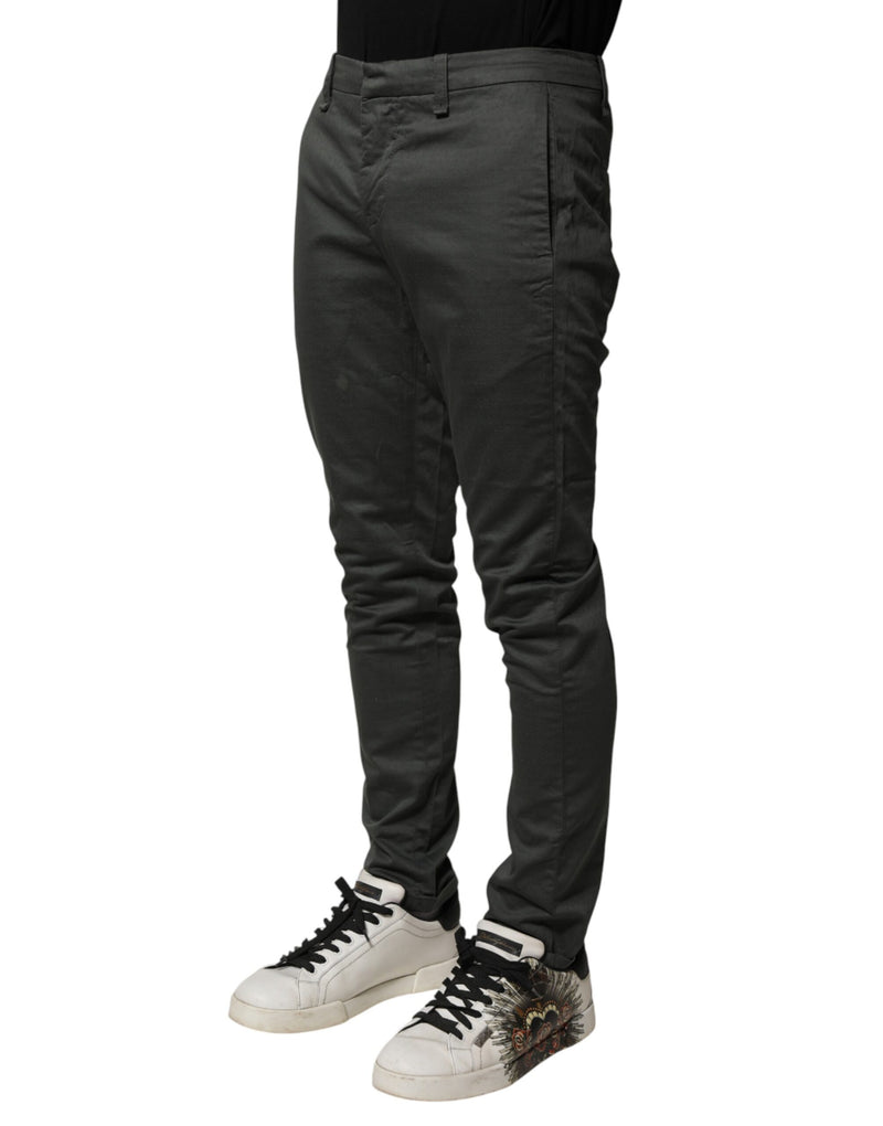 Dondup Dark Gray Cotton Mid Waist Skinny Chino Pants for Men