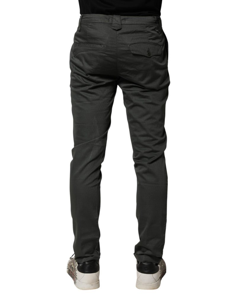 Dondup Dark Gray Cotton Mid Waist Skinny Chino Pants for Men