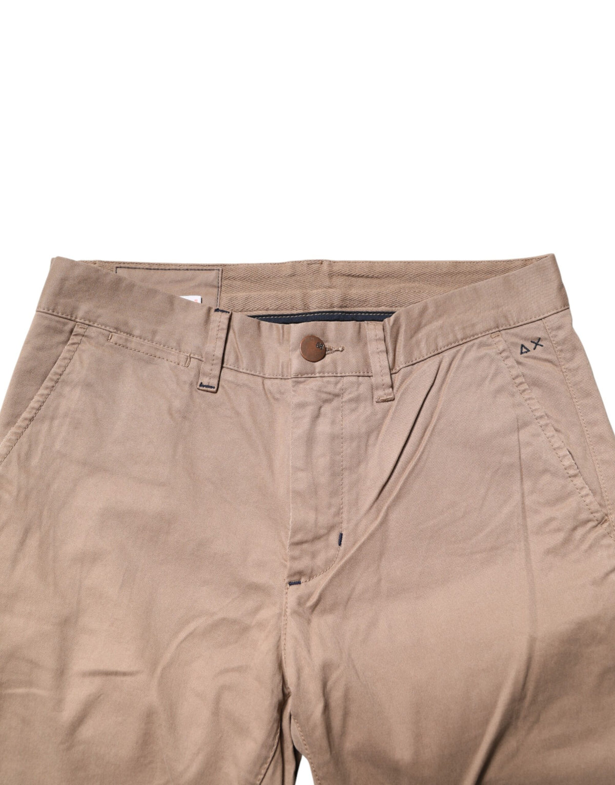 Sun68 Beige Cotton Mid Waist Straight Chino Pants for Men