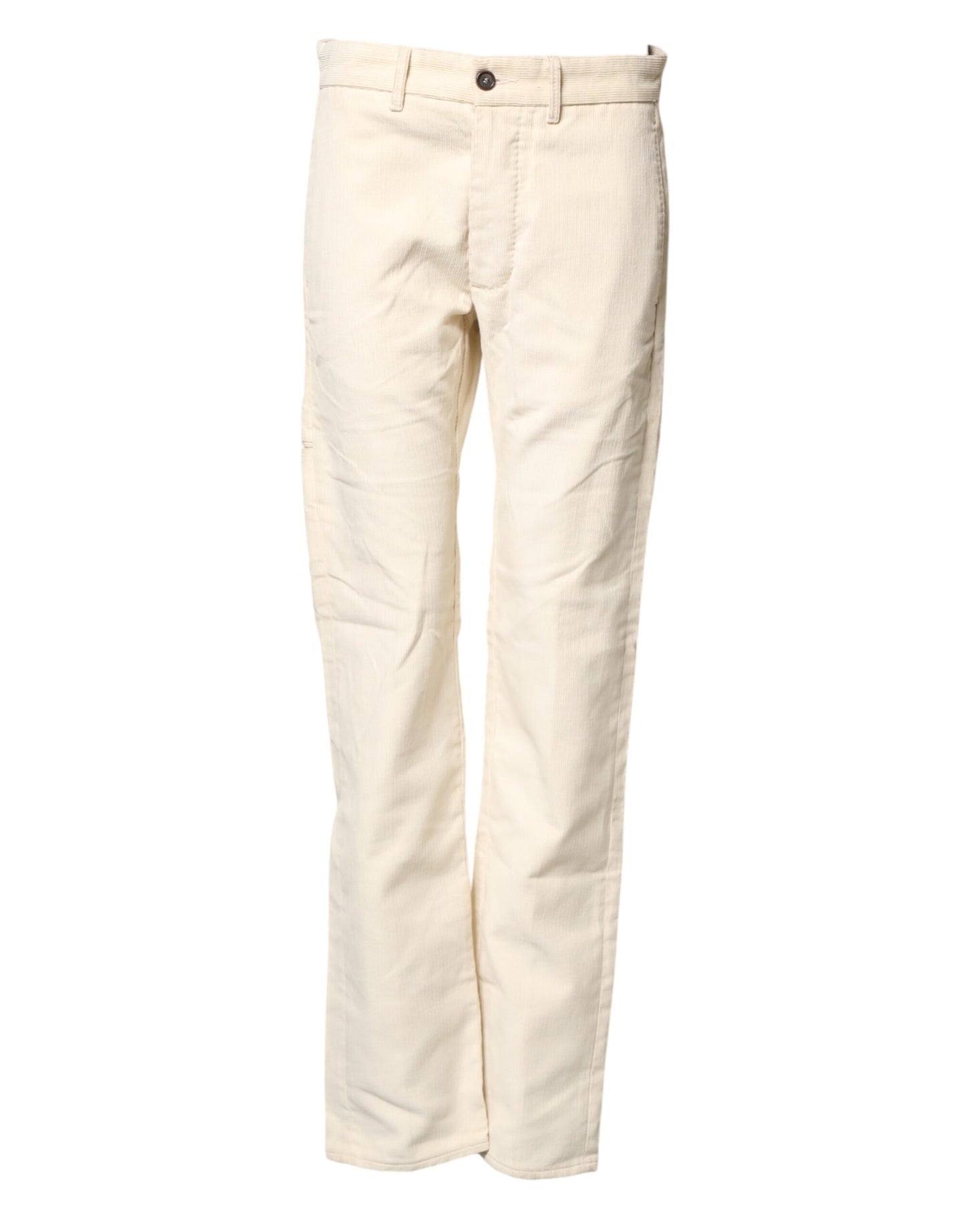 Pantalon chino droit en velours côtelé blanc cassé en coton Fortela pour homme