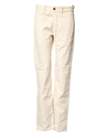 Pantalon chino droit en velours côtelé blanc cassé en coton Fortela pour homme