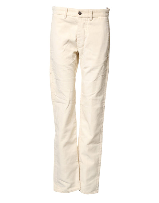 Pantalon chino droit en velours côtelé blanc cassé en coton Fortela pour homme