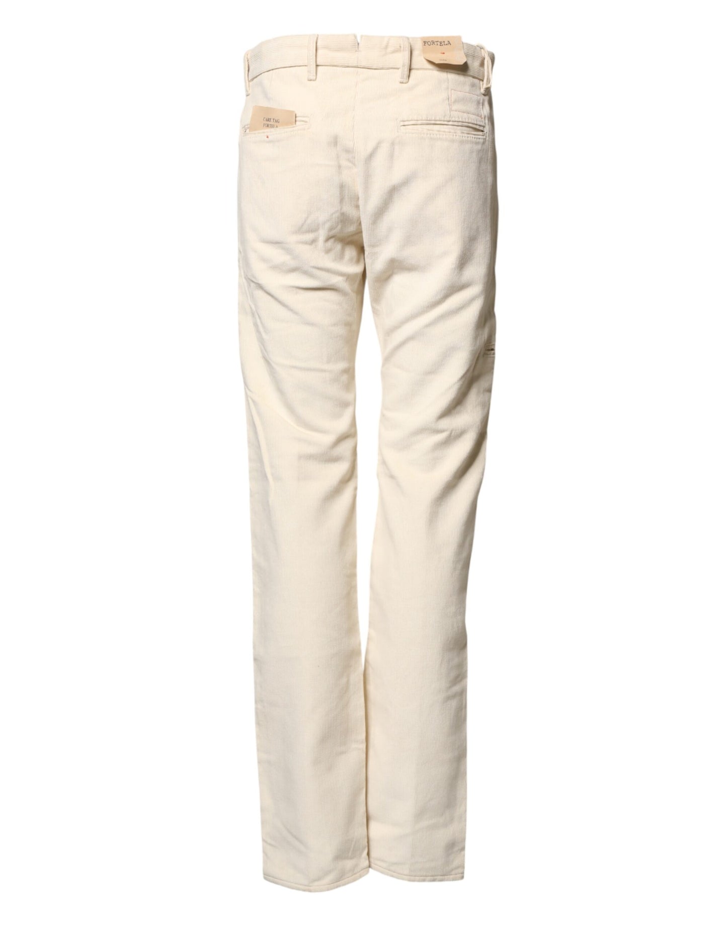 Pantalon chino droit en velours côtelé blanc cassé en coton Fortela pour homme