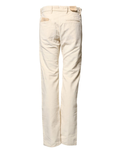 Pantalon chino droit en velours côtelé blanc cassé en coton Fortela pour homme