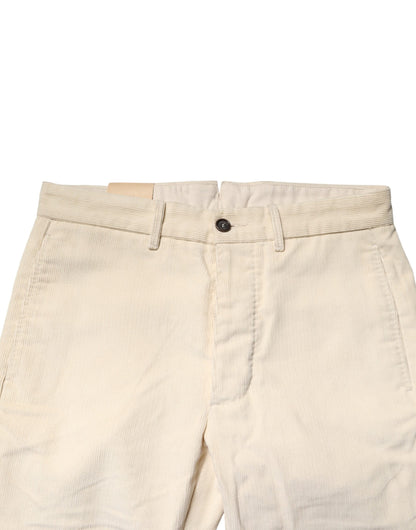 Pantalon chino droit en velours côtelé blanc cassé en coton Fortela pour homme