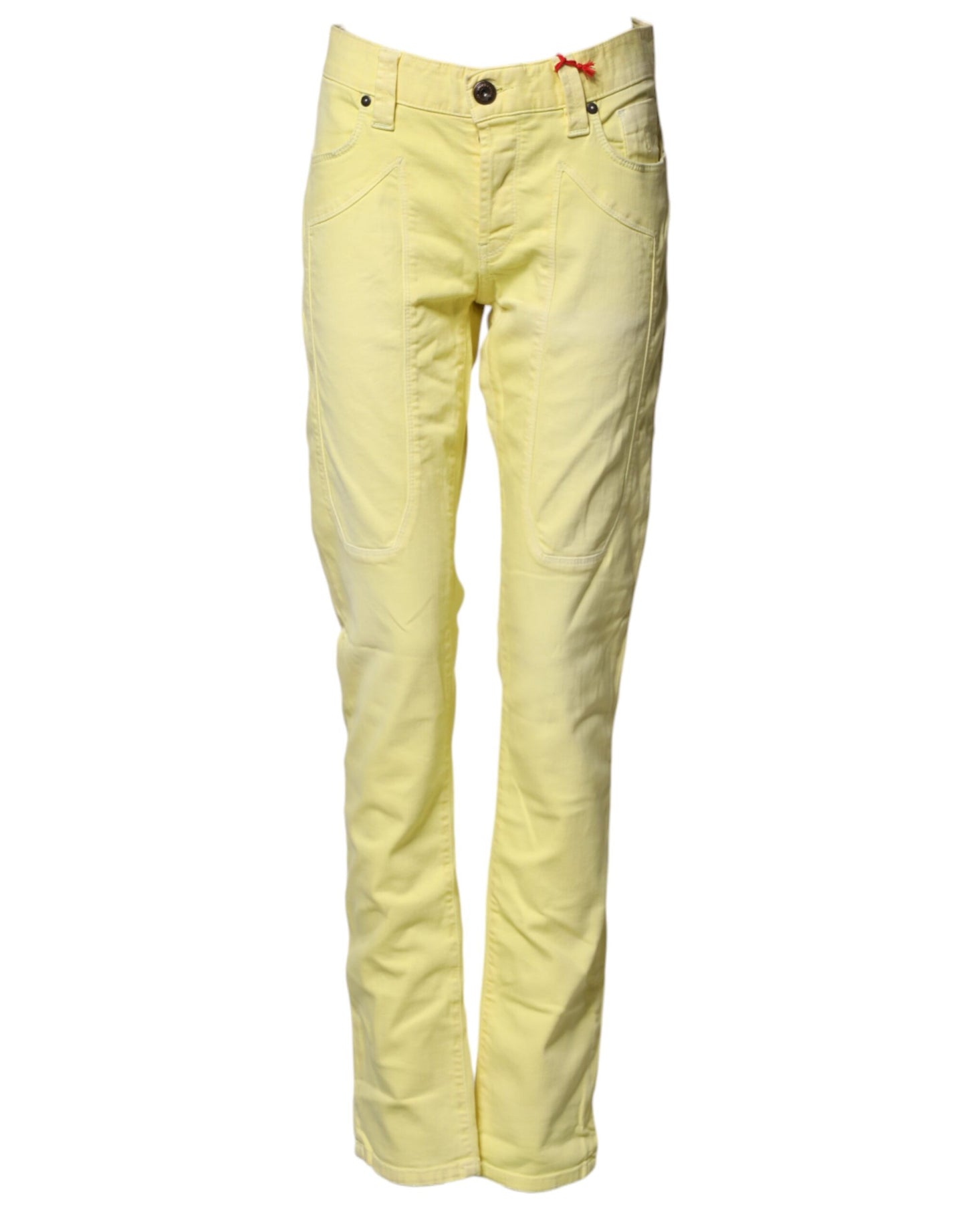 Jean Jeckerson jaune taille mi-haute coupe droite pour homme