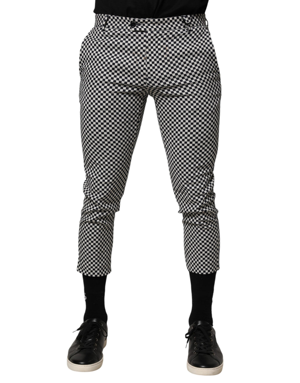 Pantalon Cropped Noir et Blanc à Carreaux pour Homme - Daniele Alessandrini