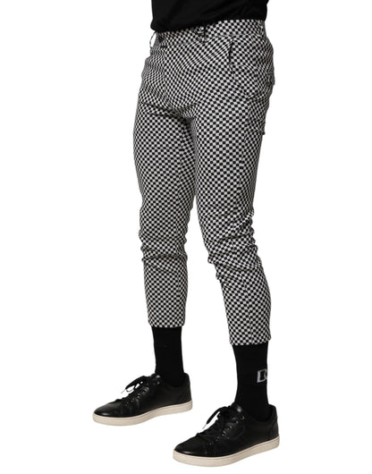 Daniele Alessandrini Zwart Wit Geruite Heren Cropped Broek