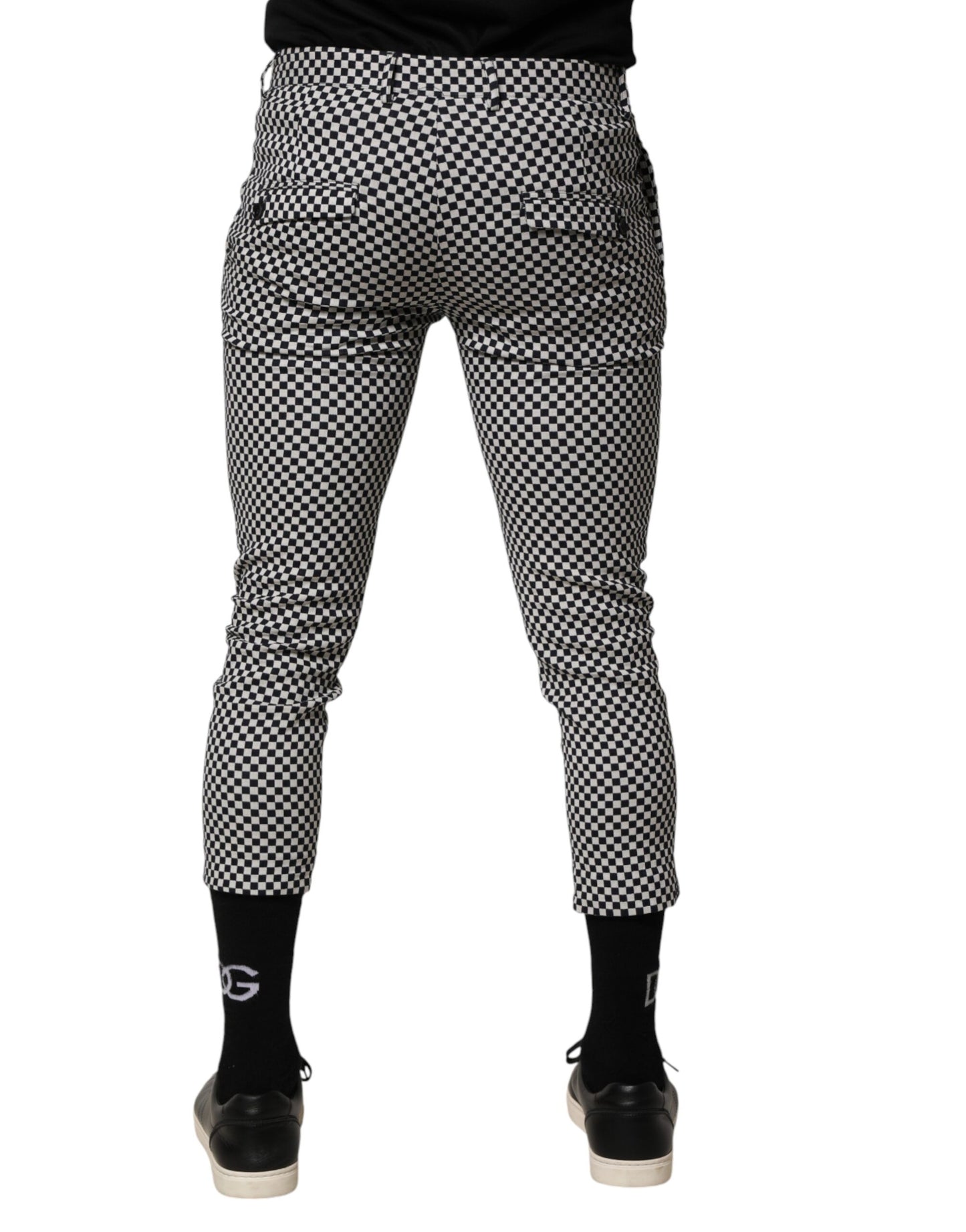 Daniele Alessandrini Zwart Wit Geruite Heren Cropped Broek