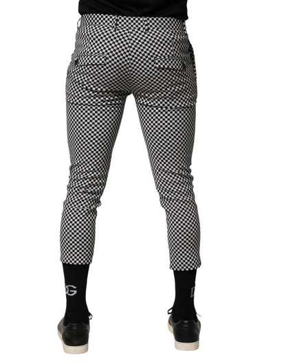 Daniele Alessandrini Zwart Wit Geruite Heren Cropped Broek