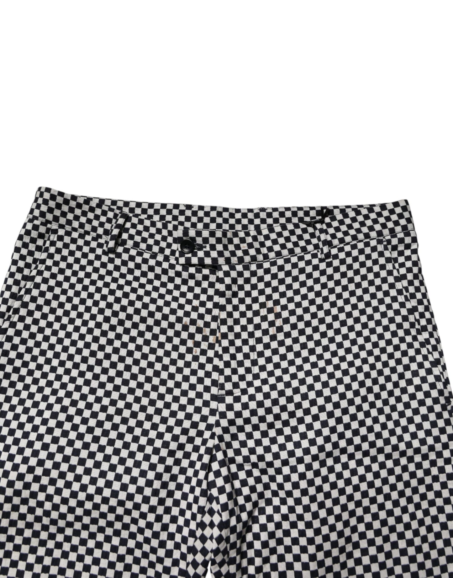 Daniele Alessandrini Zwart Wit Geruite Heren Cropped Broek