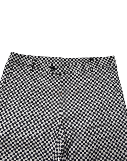 Daniele Alessandrini Zwart Wit Geruite Heren Cropped Broek