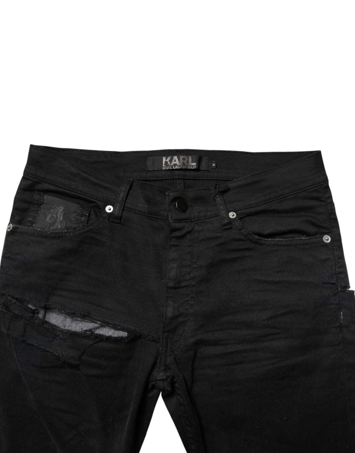 Pantalon skinny en denim noir déchiré pour homme Karl Lagerfeld