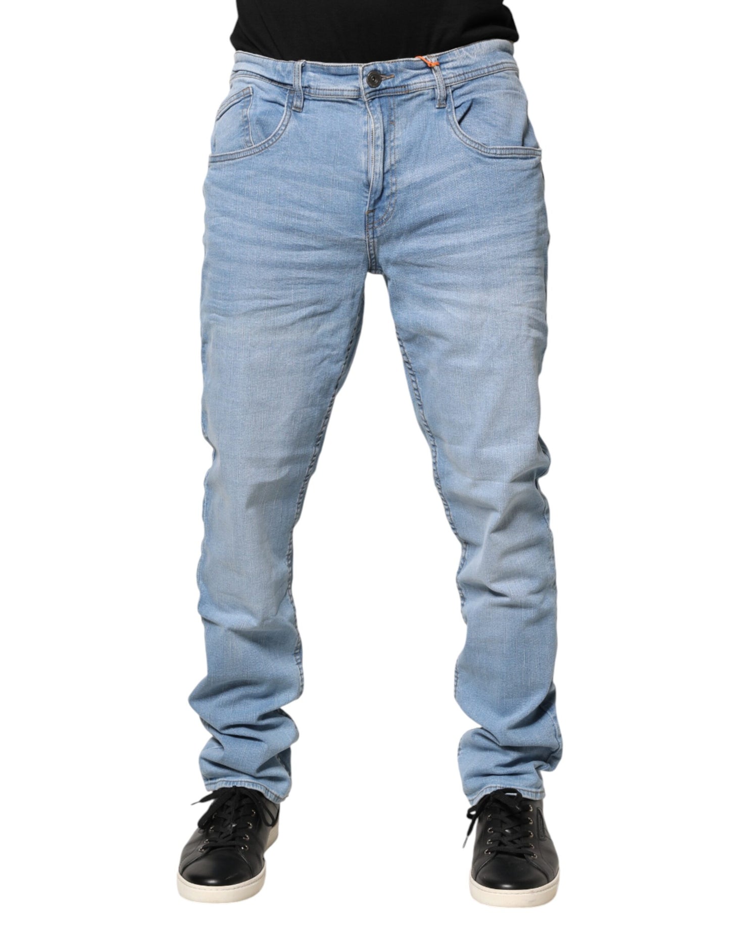 Jean en denim bleu clair Twister taille mi-haute coupe skinny pour homme