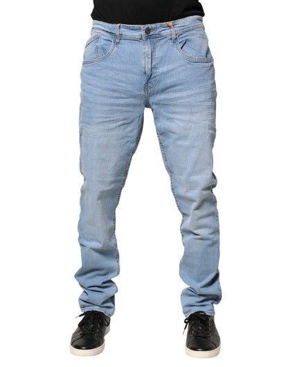 Jean en denim bleu clair Twister taille mi-haute coupe skinny pour homme