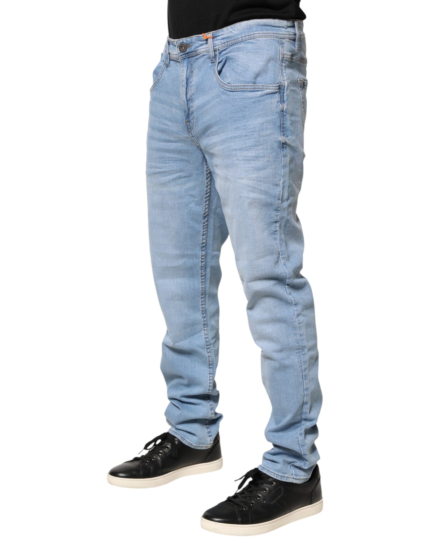Jean en denim bleu clair Twister taille mi-haute coupe skinny pour homme