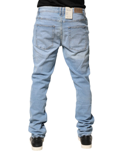 Jean en denim bleu clair Twister taille mi-haute coupe skinny pour homme