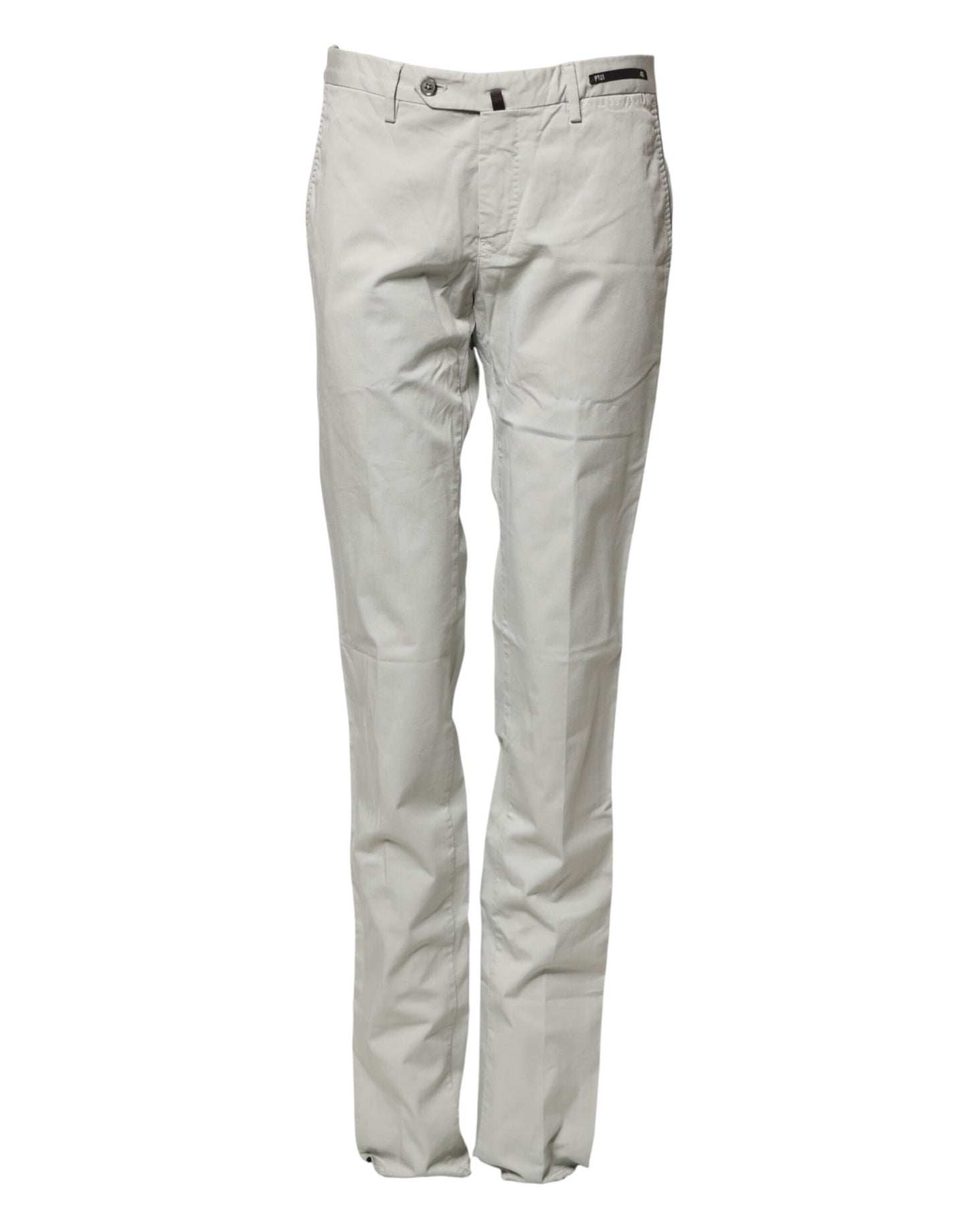 PT01 Lichtgrijze heren chinobroek met rechte pijpen en middelhoge taille