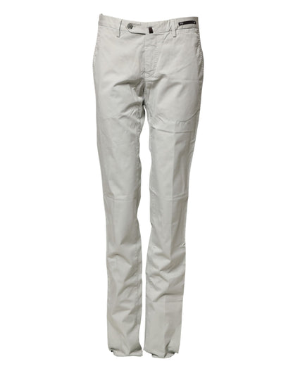PT01 Lichtgrijze heren chinobroek met rechte pijpen en middelhoge taille