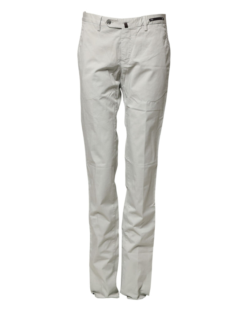 PT01 Lichtgrijze heren chinobroek met rechte pijpen en middelhoge taille