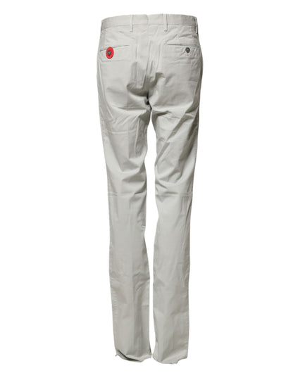 PT01 Light Gray Mid Waist Men Straight Chino Trouser Pants