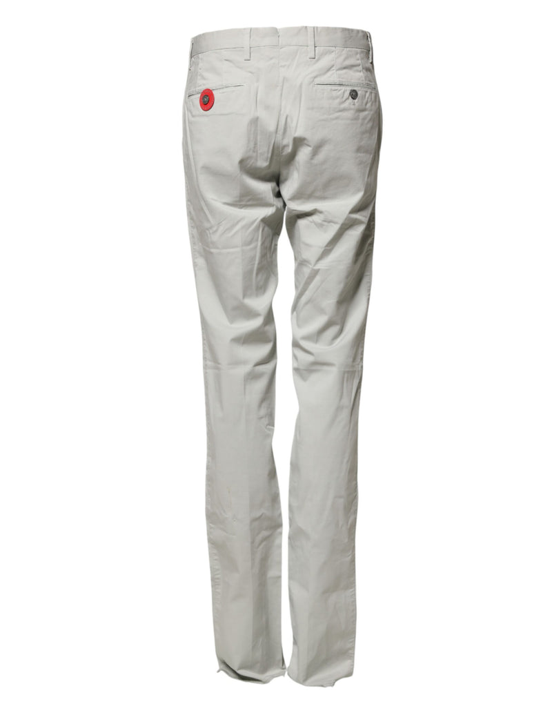 PT01 Lichtgrijze heren chinobroek met rechte pijpen en middelhoge taille