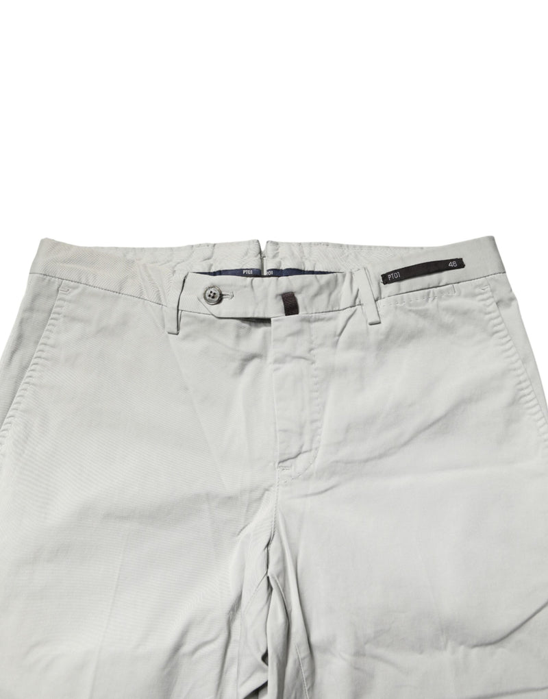 PT01 Lichtgrijze heren chinobroek met rechte pijpen en middelhoge taille